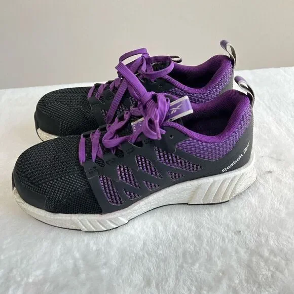 Reebok Black Purple Fusion Flexweave Work Sneakers 6 Women - Picture 3 of 9